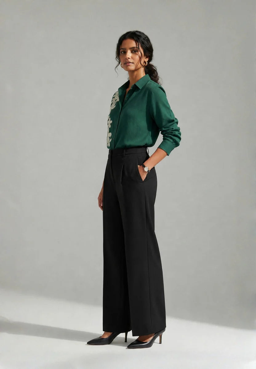 FOREST VERD SHIRT | FOREST GREEN EMBROIDERY SHIRT