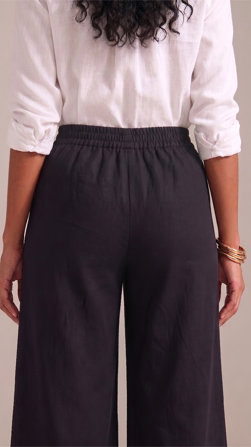 BLACK WIDE COTTON FLEX PANTS