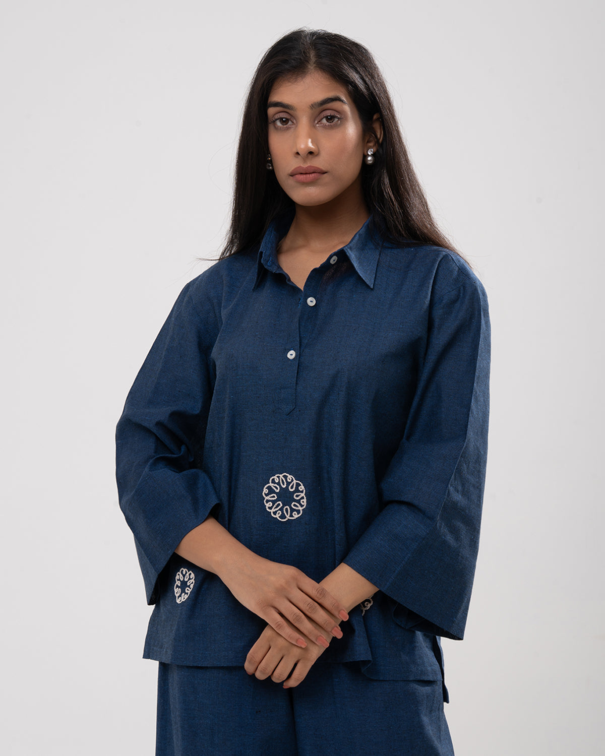 Indigo Medallion Embroidered Co-ord Set