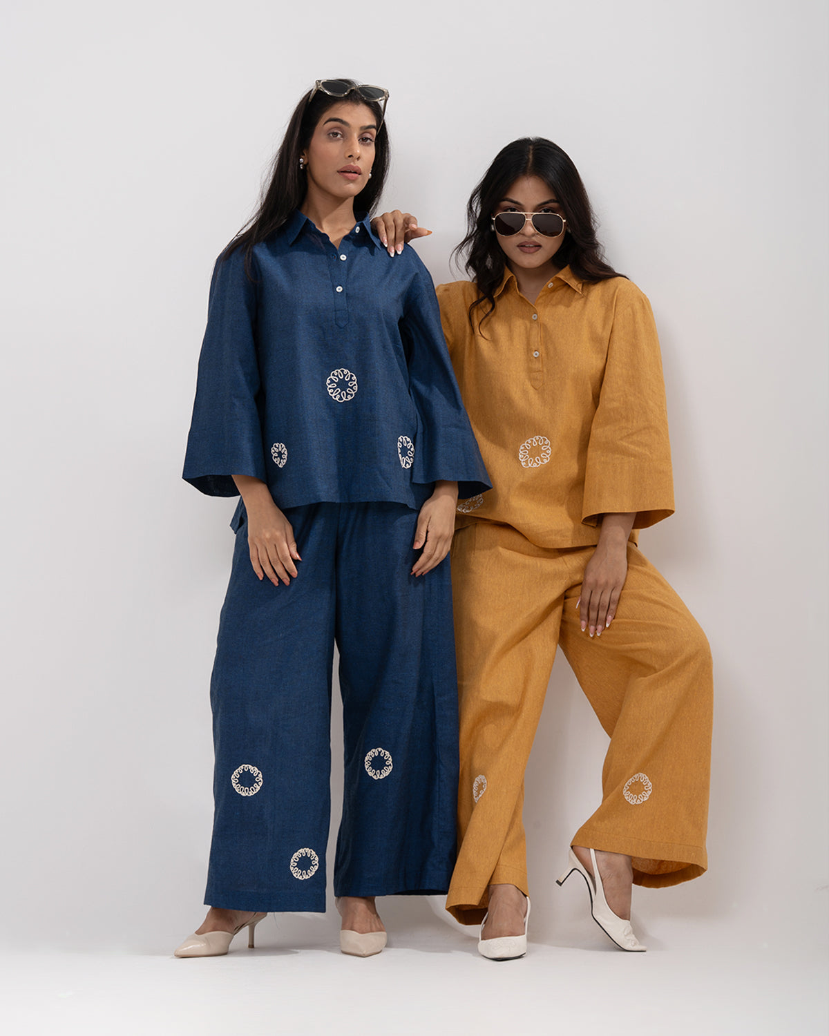 Indigo Medallion Embroidered Co-ord Set