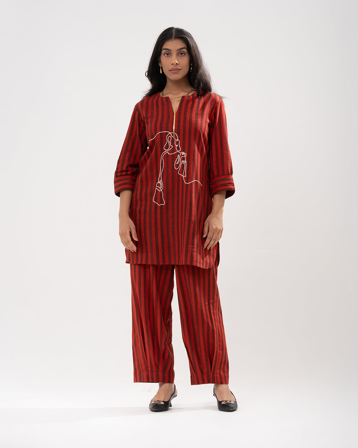 Rust-Red Striped Co-ord