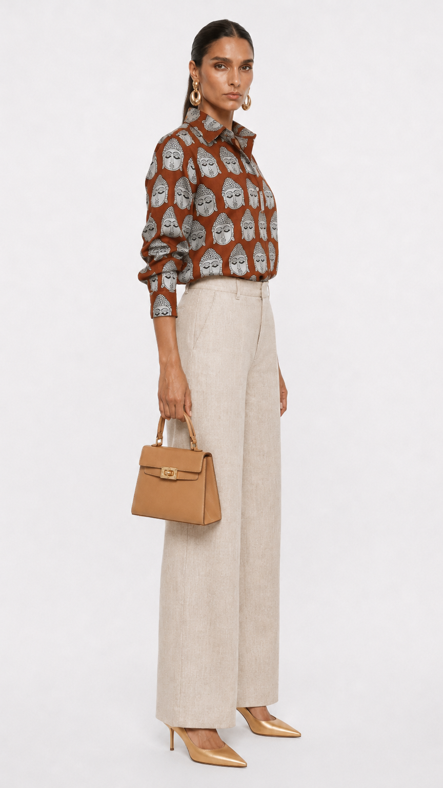 Pure Cotton Budha Shirt Rust