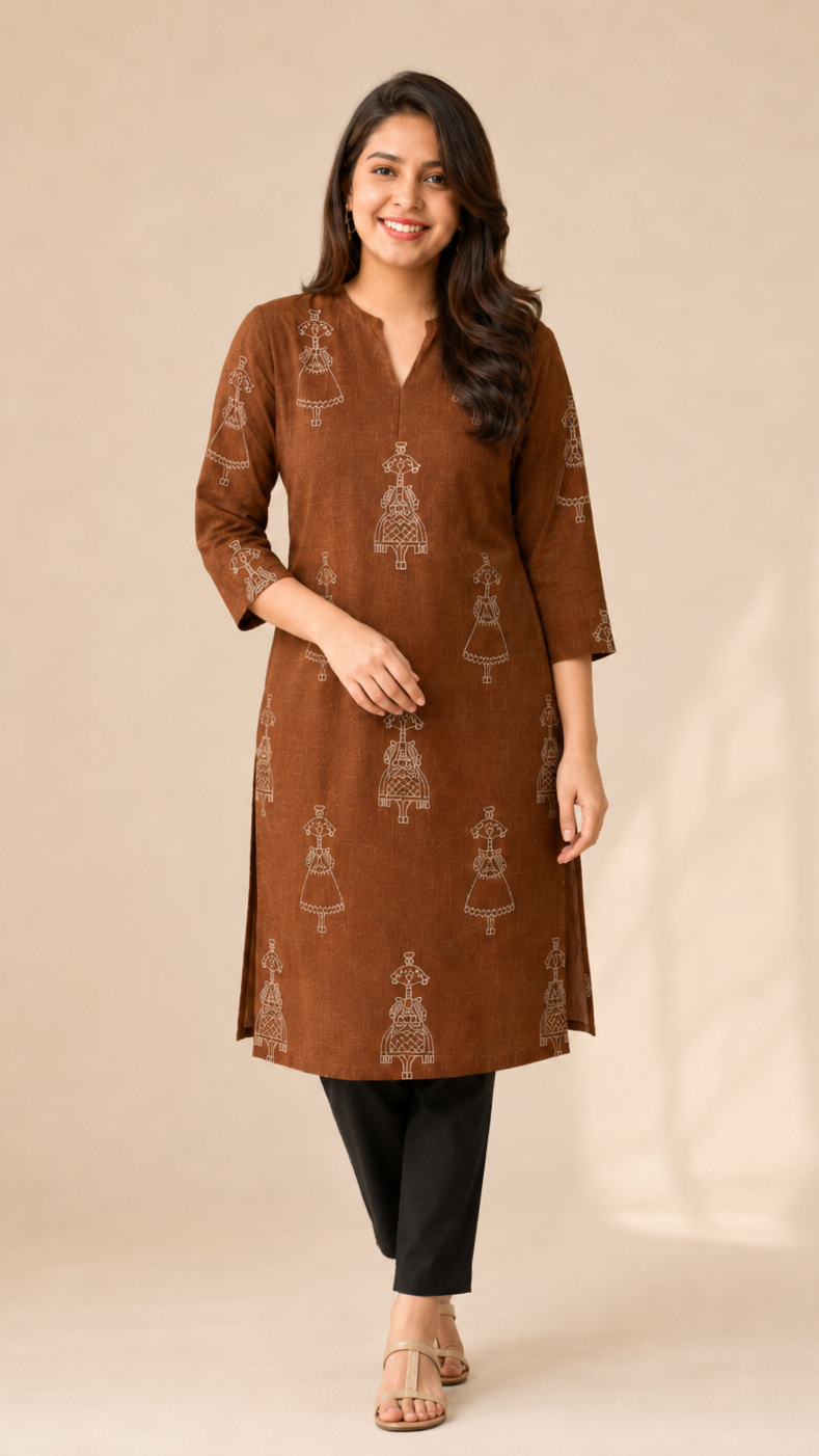 Kashida Earth Pure Cotton Kurta