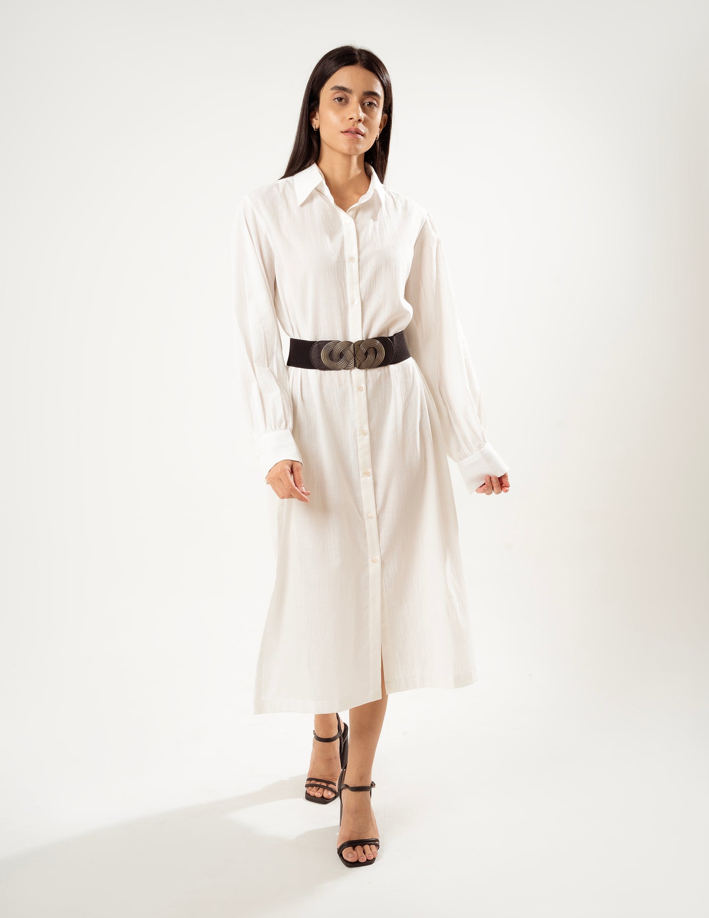 IVORY EASE LINEN SHIRT DRESS