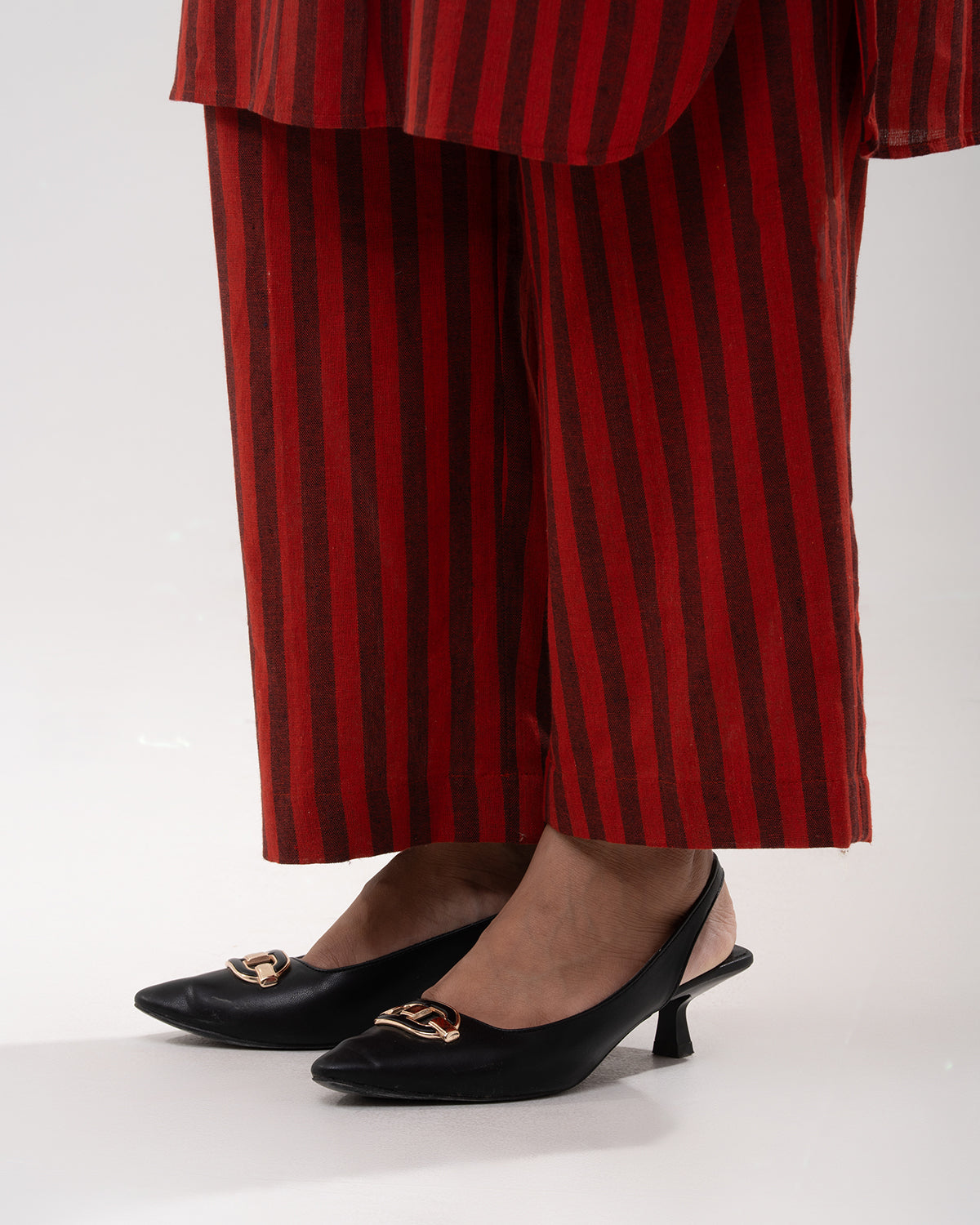 Red & Black Striped Cotton Kurta Set