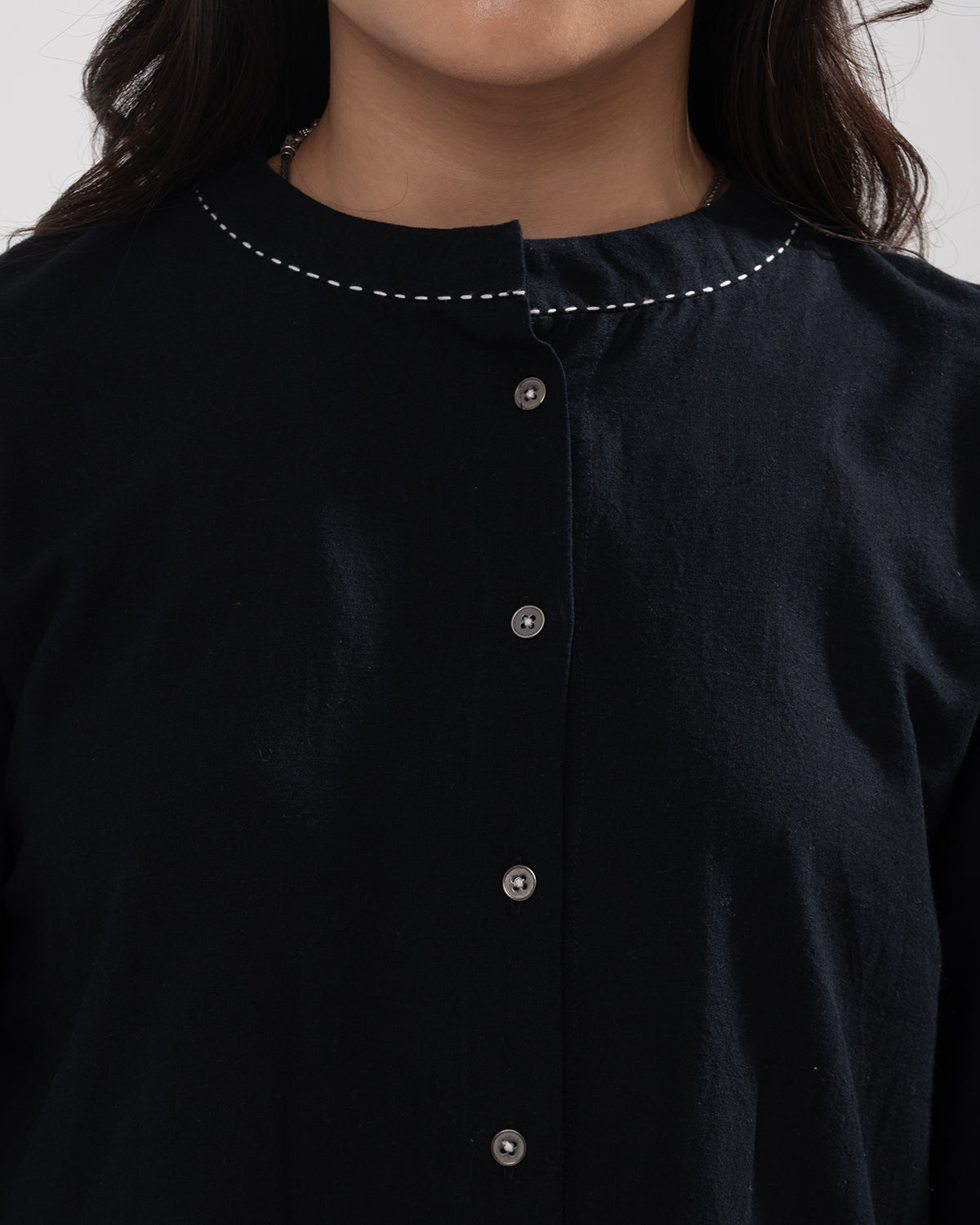 Black Gingham-Trimmed Cotton Co-ord Set