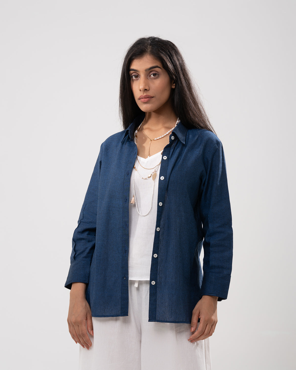 Airy 100% Cotton Blue Shirt