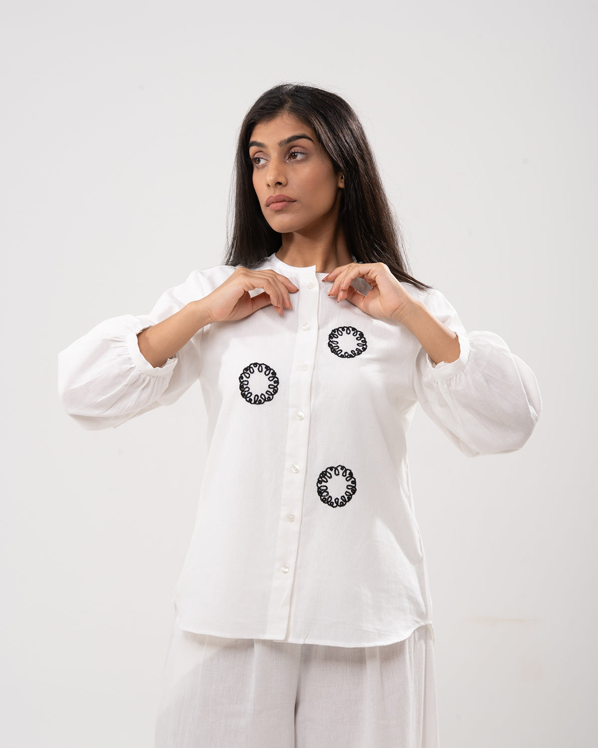 Celestial Embroidered White Shirt