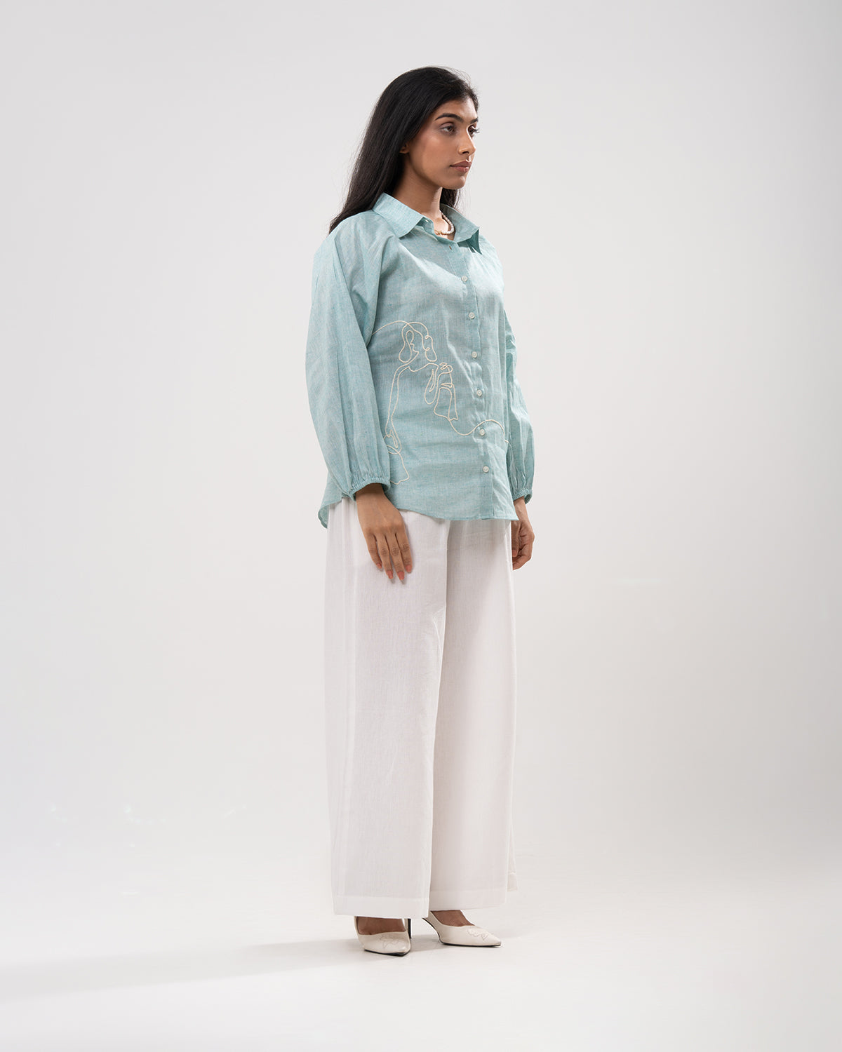 Aqua Dreams Embroidered Shirt
