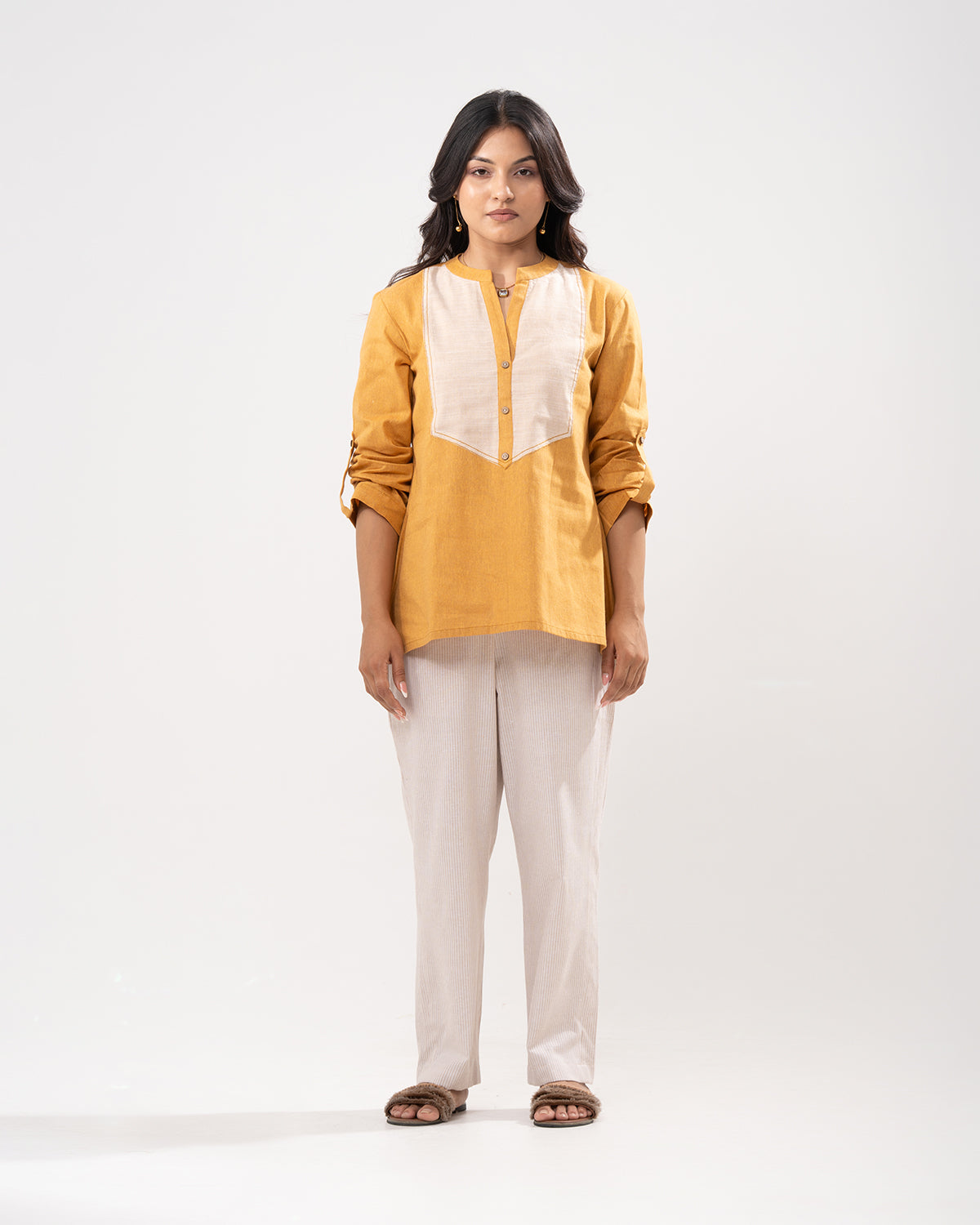 Golden Colorblock Tunic Shirt