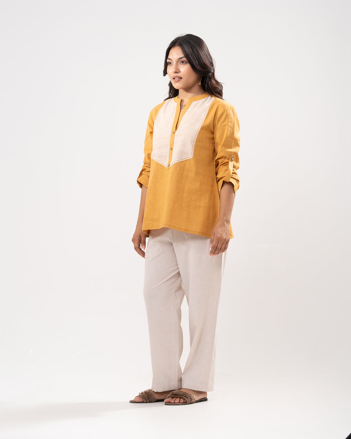 Golden Colorblock Tunic Shirt