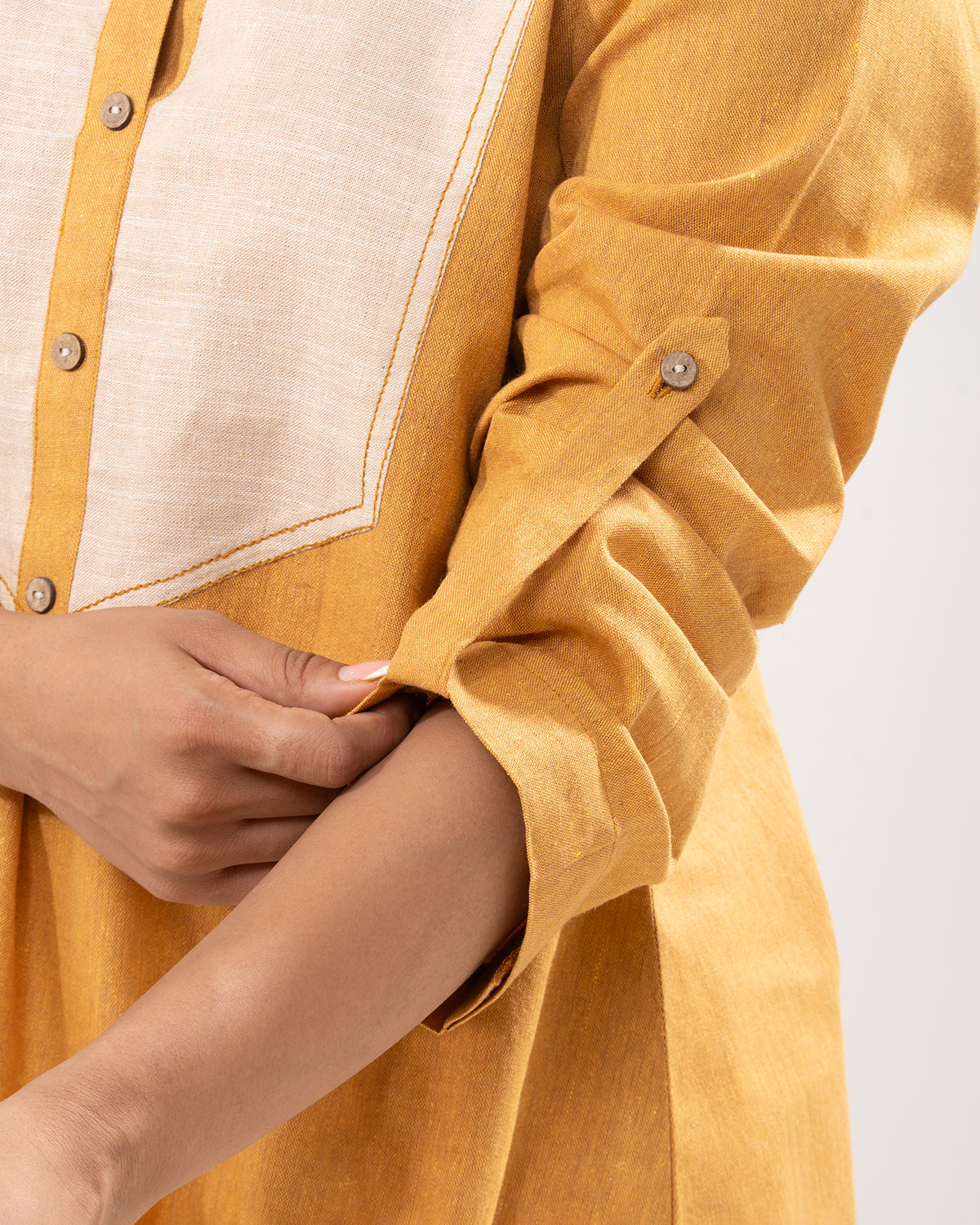 Golden Colorblock Tunic Shirt