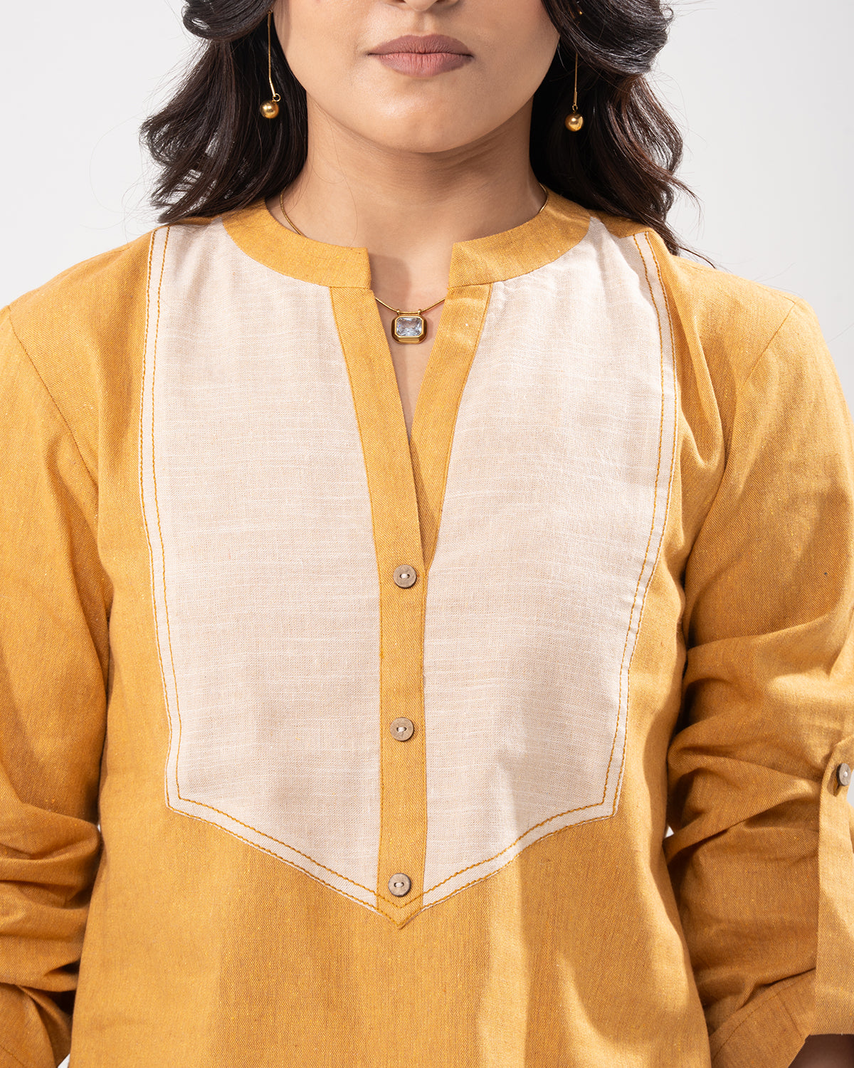 Golden Colorblock Tunic Shirt