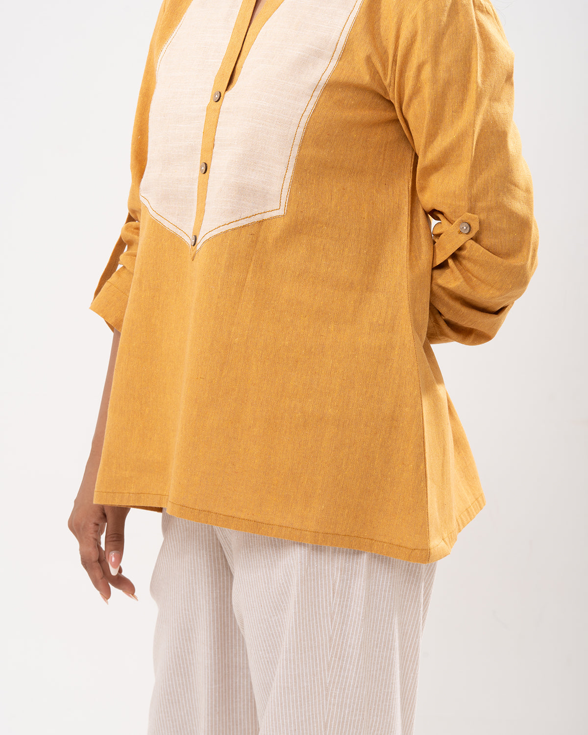 Golden Colorblock Tunic Shirt