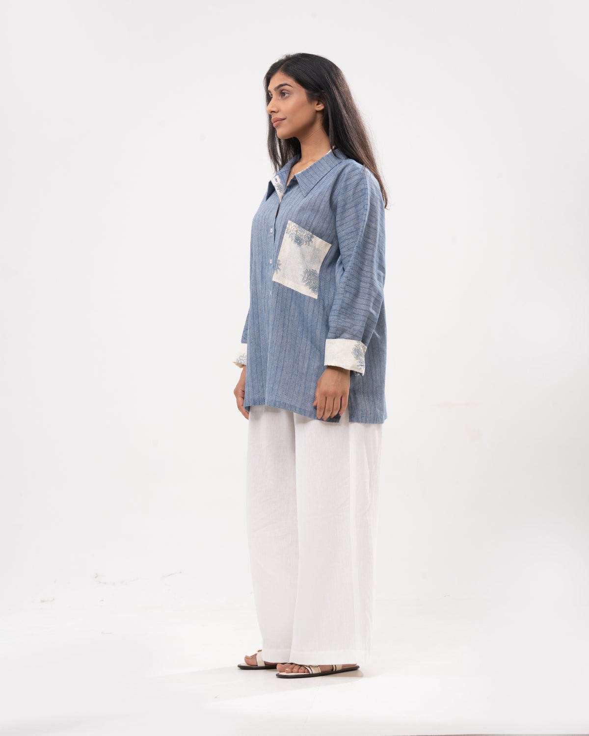 Denim Embroidered Detail Tunic