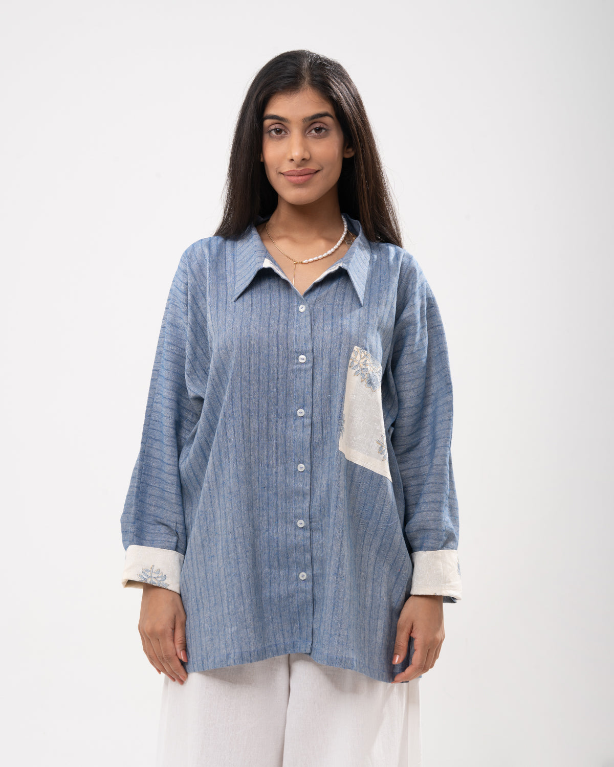 Denim Embroidered Detail Tunic