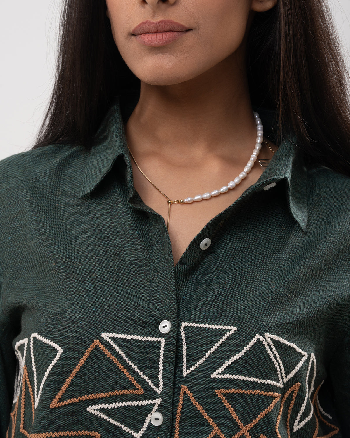 Geometric Forest Green Shirt