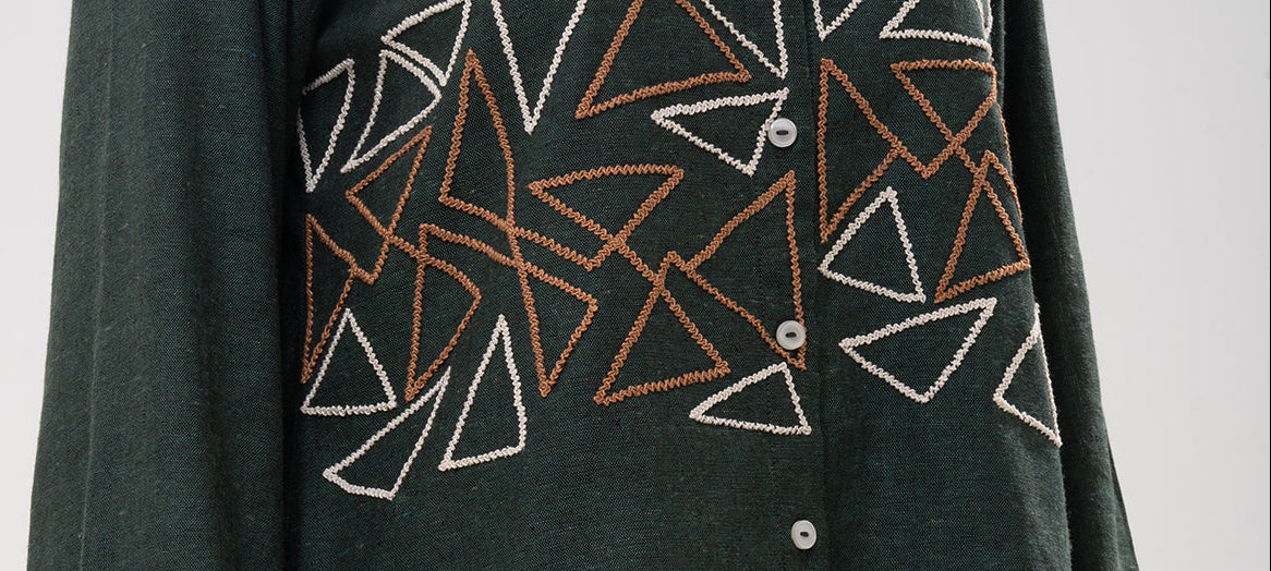 Geometric Forest Green Shirt