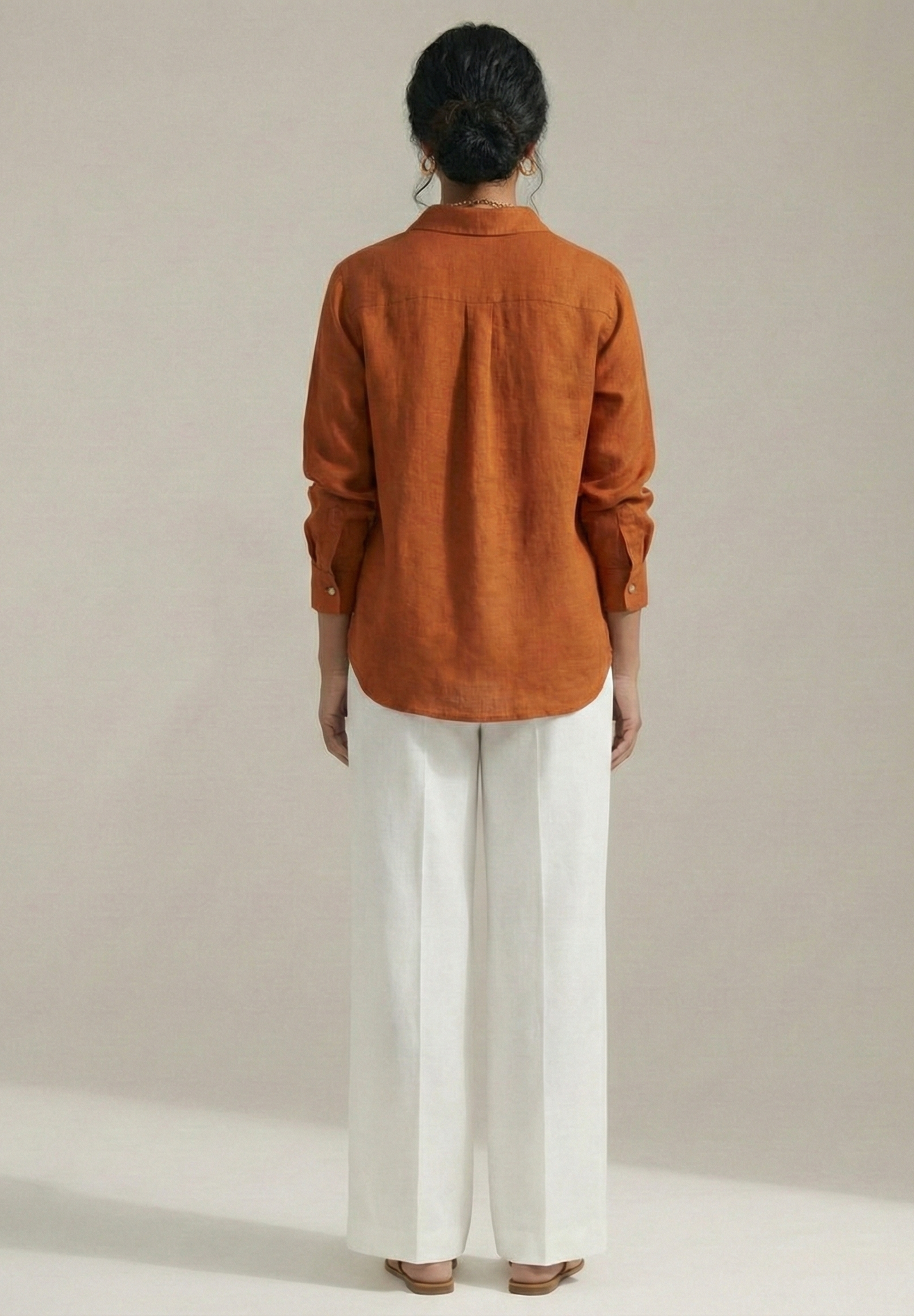 Sunset Daisy Embroidered Cotton Linen Shirt