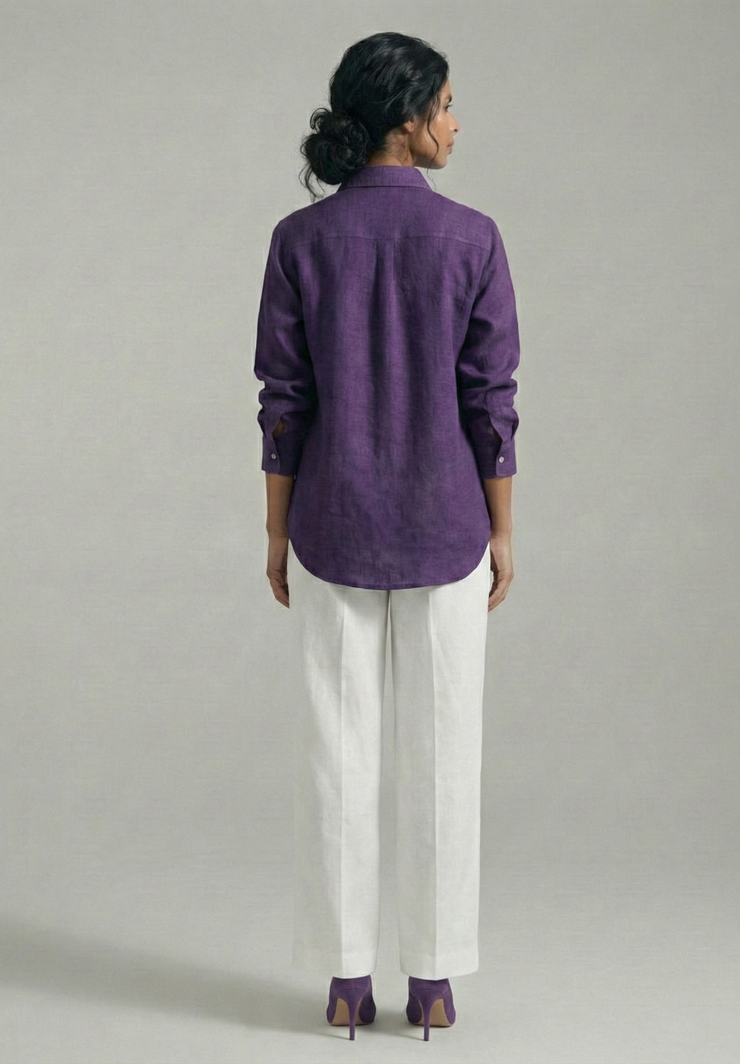 Plum Rose Rose Black Cotton linen Shirt