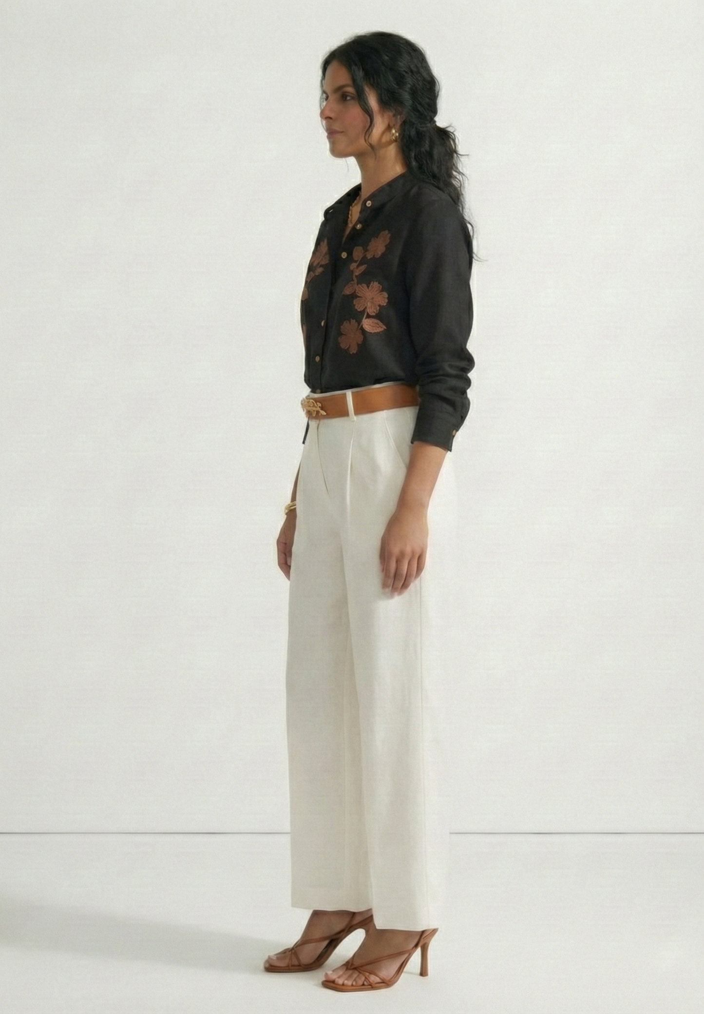 Noir Bloom Cotton Linen Shirt