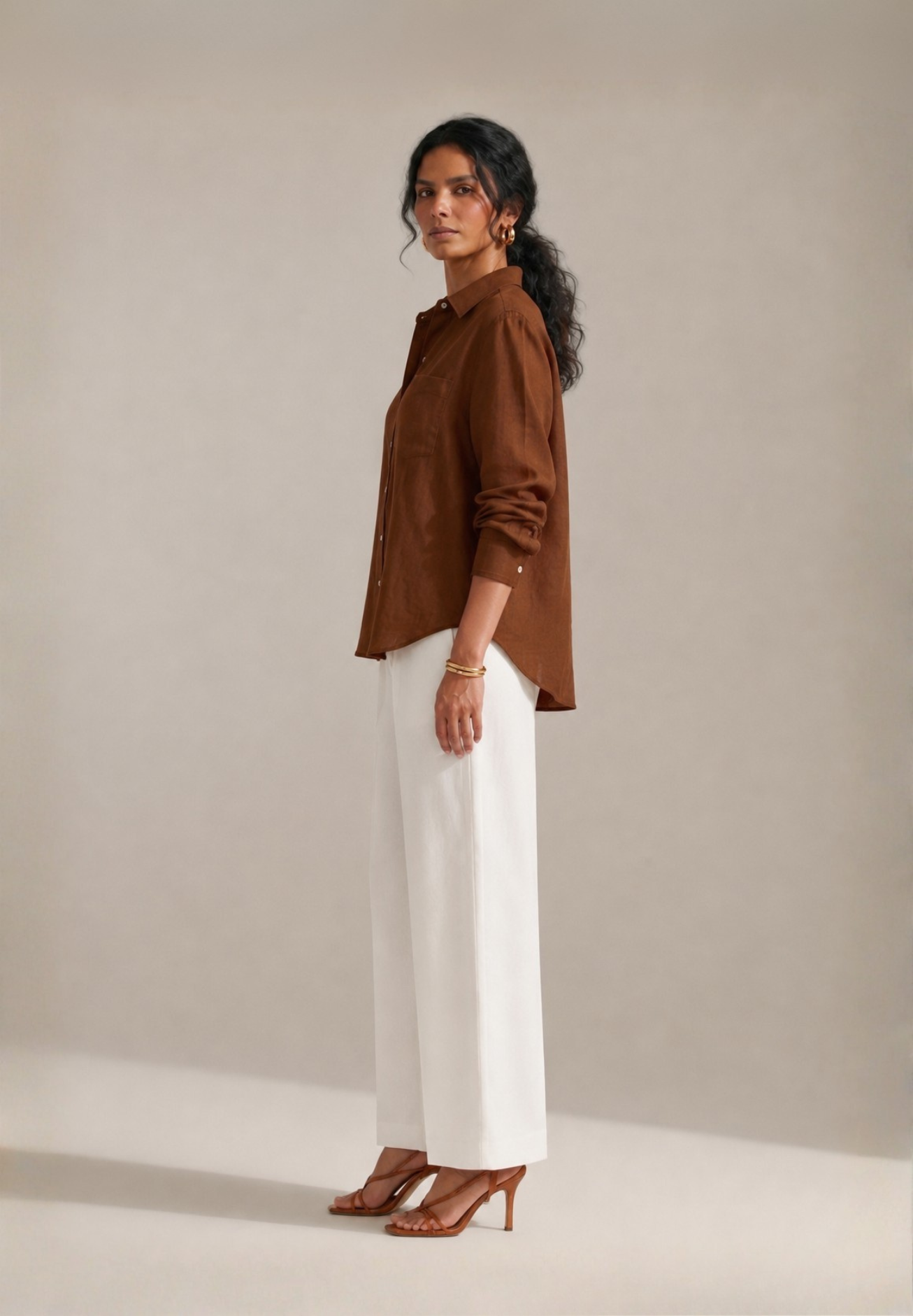 BROWN COTTON SHIRT