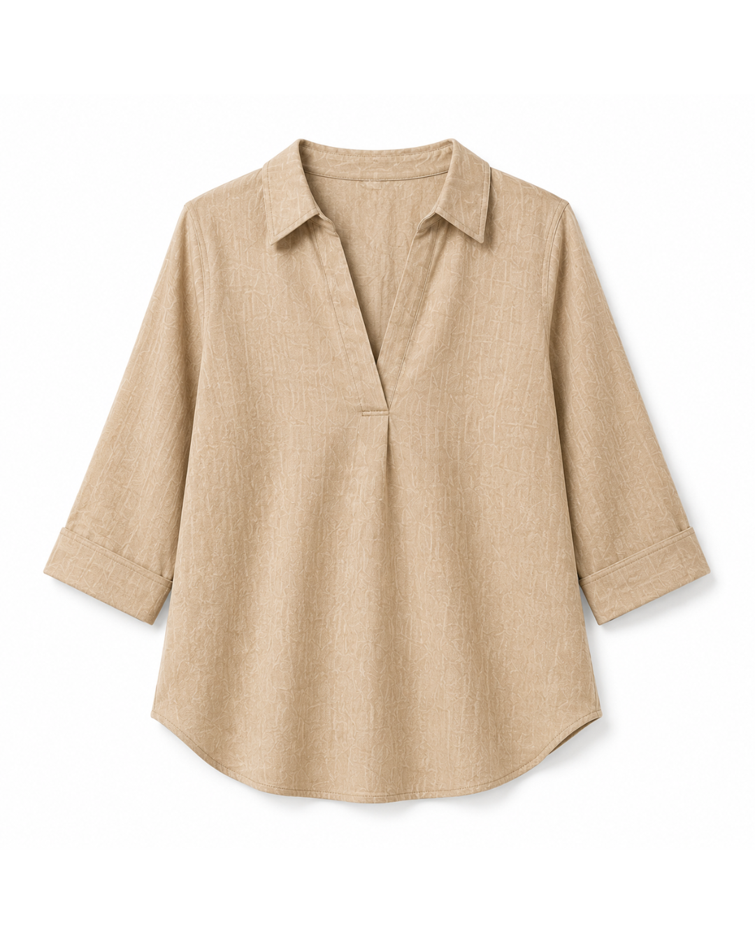 BEIGE FRONT PLEATED COTTON TOP