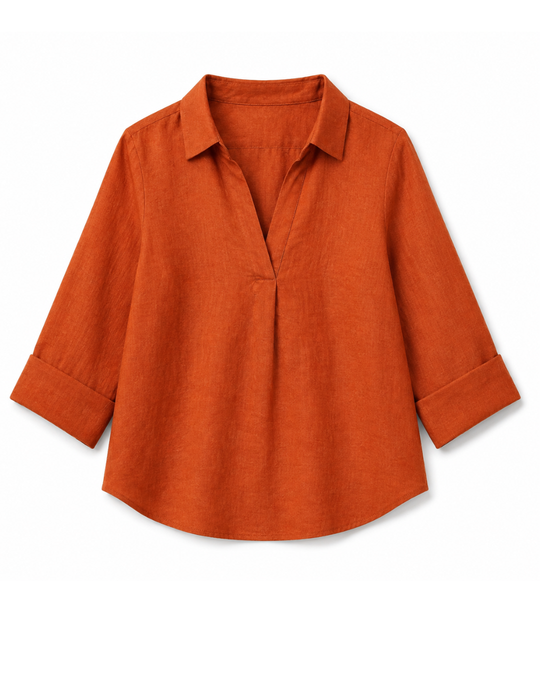 RUST FRONT PLEATED COTTON TOP