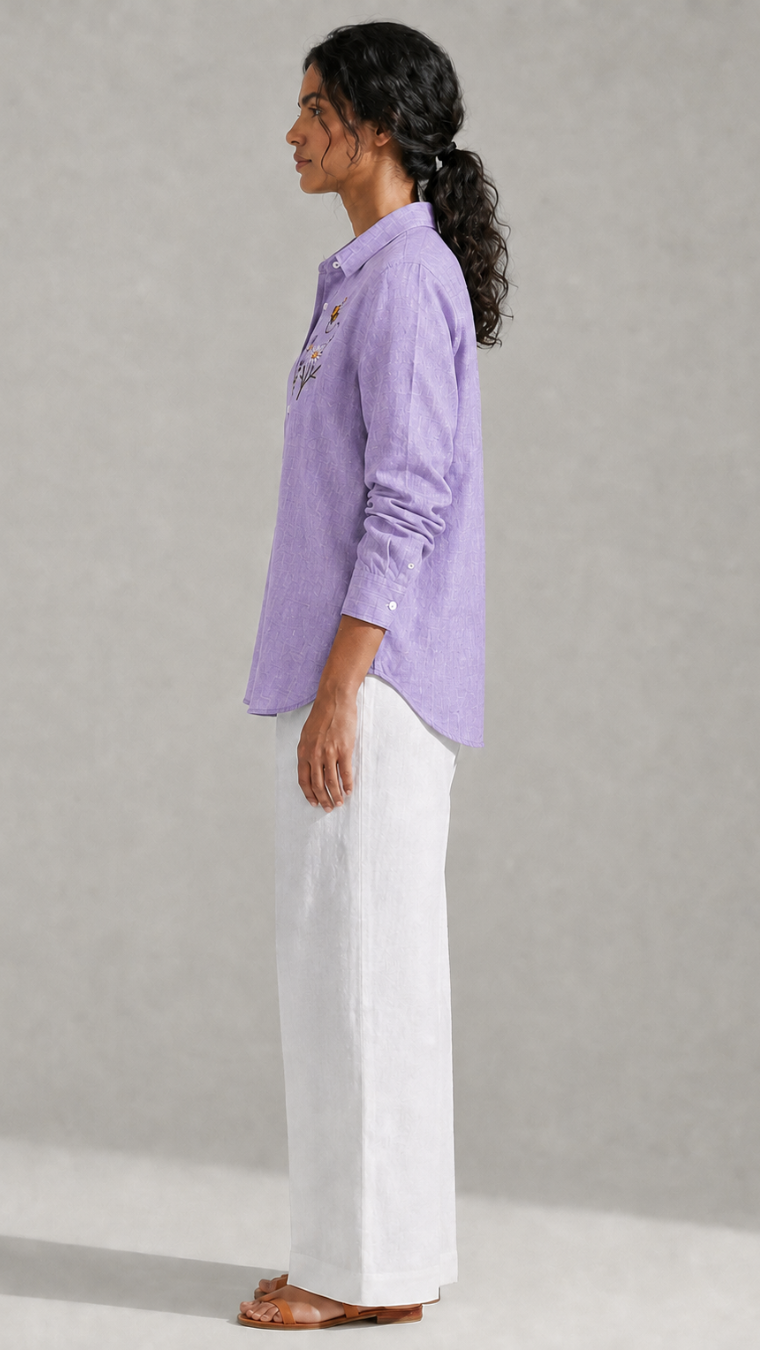 HAPPY BEE EMBROIDERED SHIRT LEVENDER