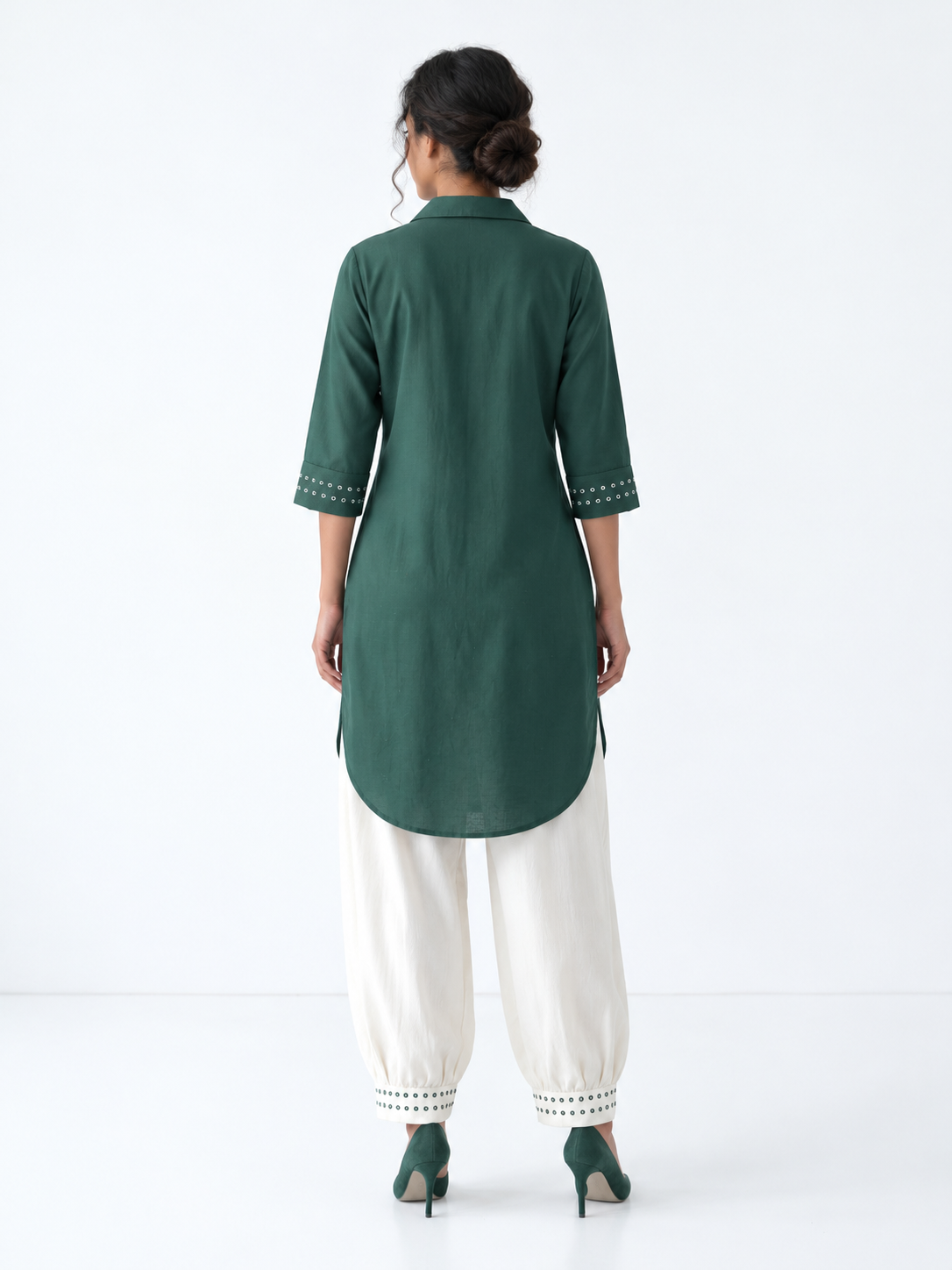 FOREST GREEN KURTA & BALLOON PANT SET