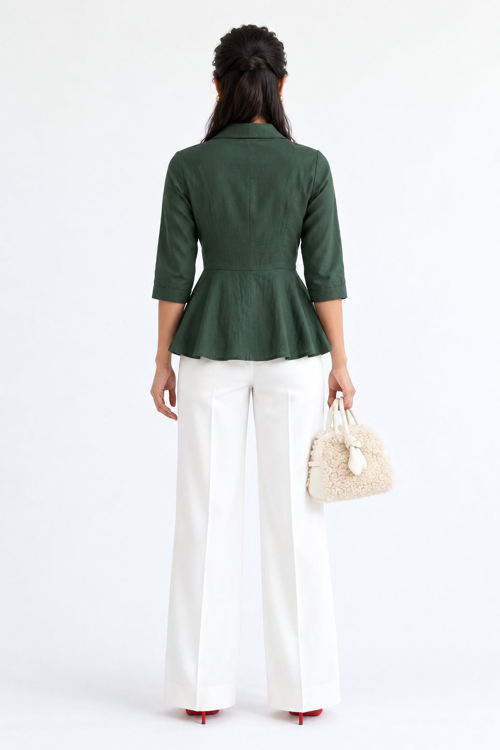FOREST GREEN PEPLUM TOP