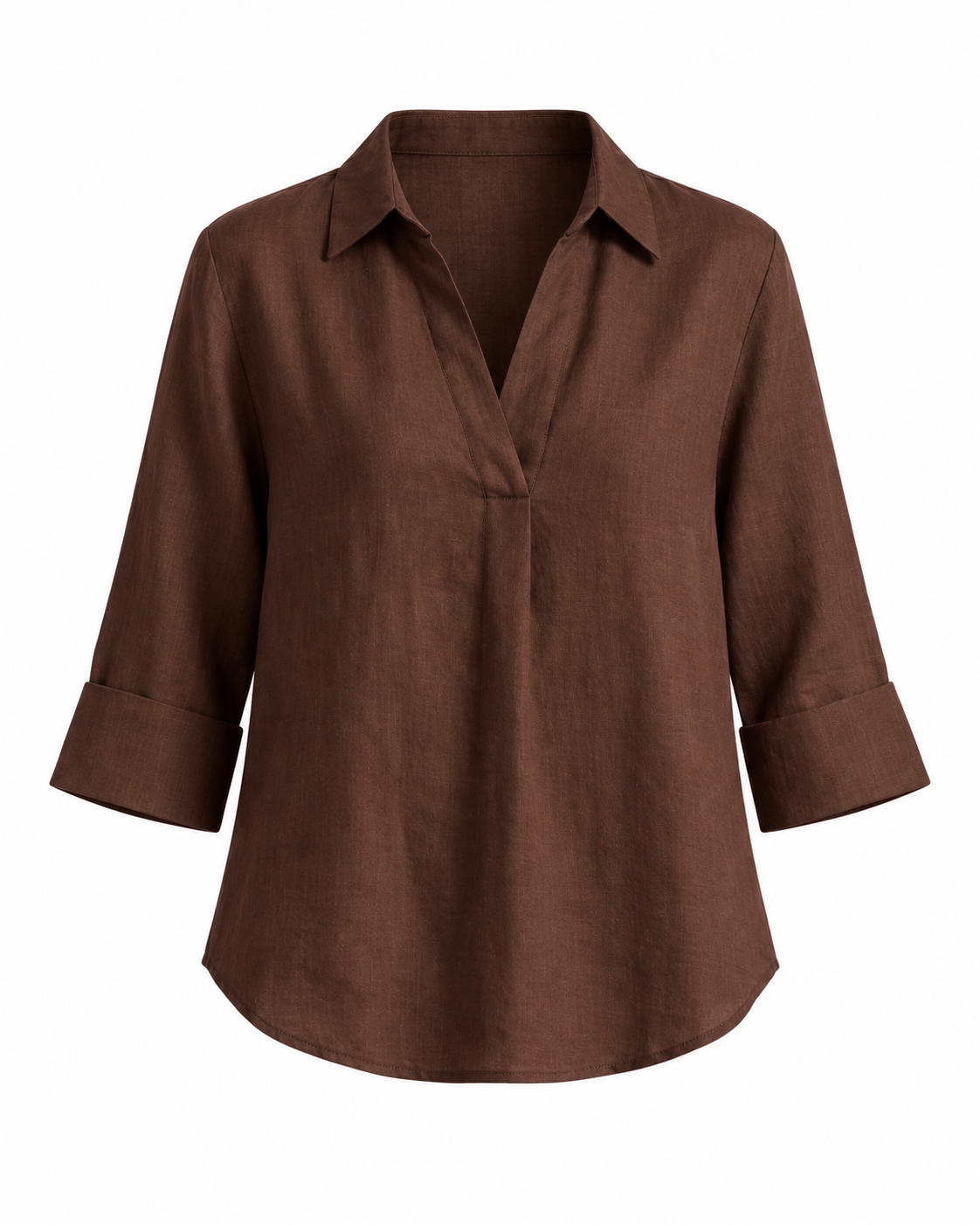 BROWN FRONT PLEATED COTTON TOP