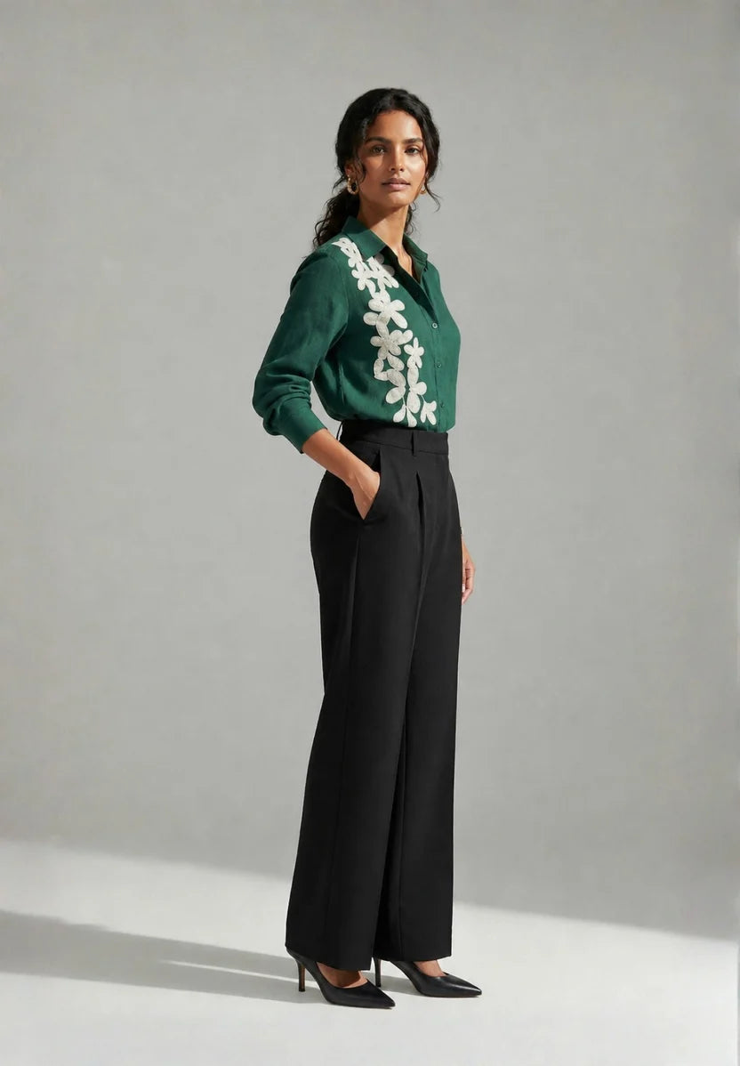 FOREST VERD SHIRT | FOREST GREEN EMBROIDERY SHIRT