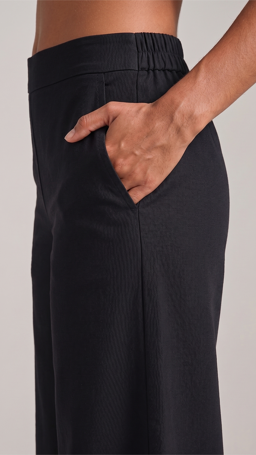 BLACK WIDE COTTON FLEX PANTS