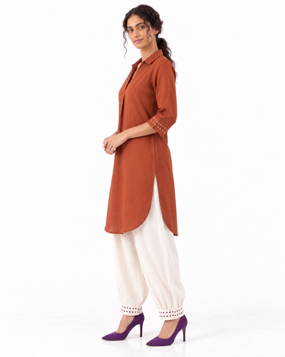 RUST KURTA & BALLOON PANT SET