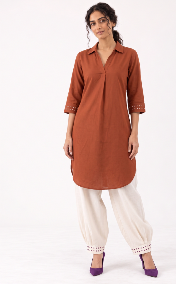 RUST KURTA & BALLOON PANT SET