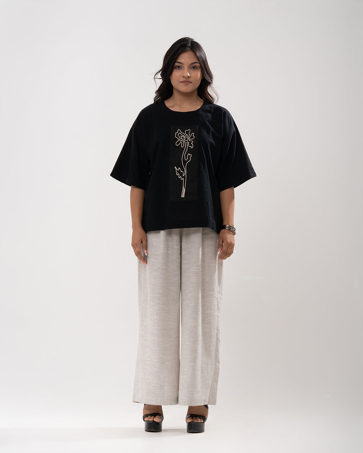 Midnight Bloom Embroidered Co-ord Set