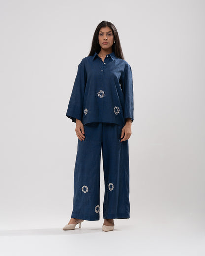 Indigo Medallion Embroidered Co-ord Set