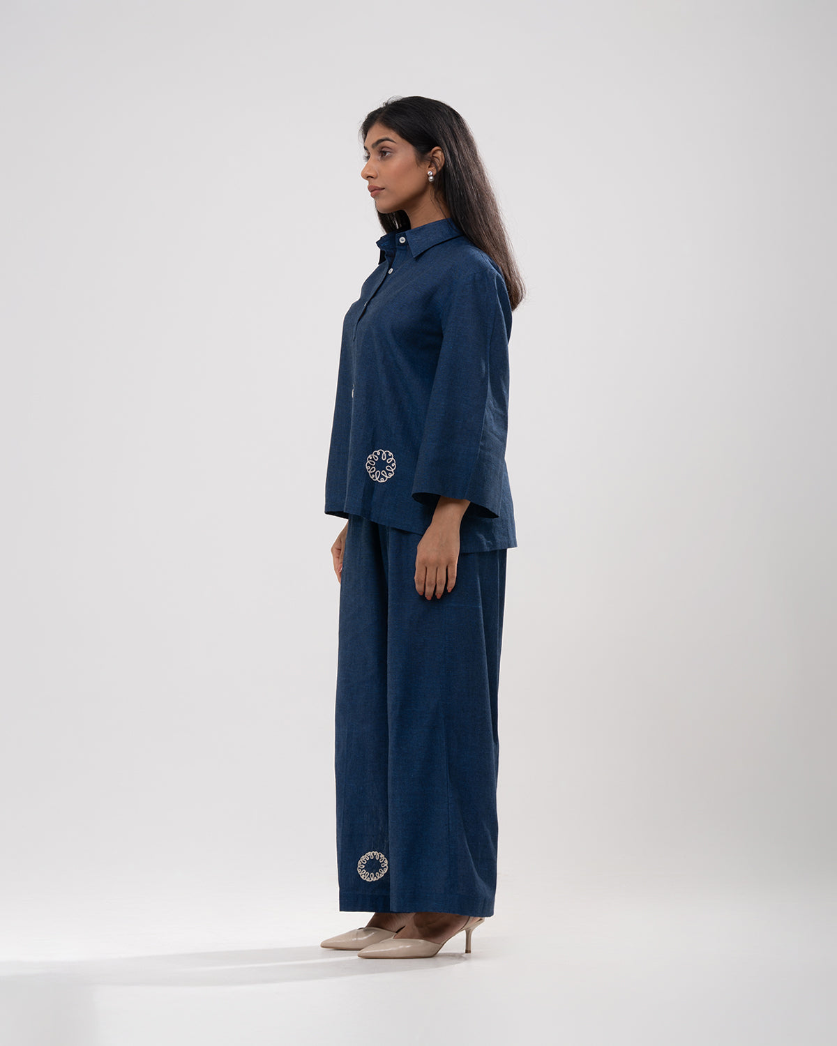 Indigo Medallion Embroidered Co-ord Set