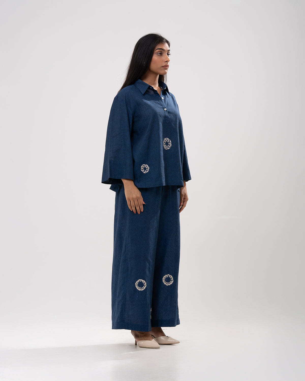 Indigo Medallion Embroidered Co-ord Set