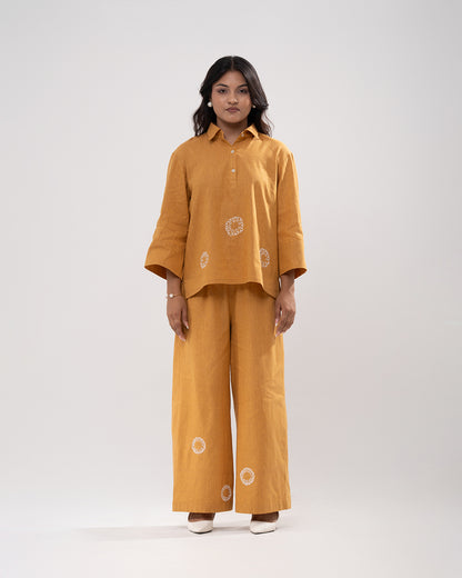 Golden Marigold Embroidered Shirt