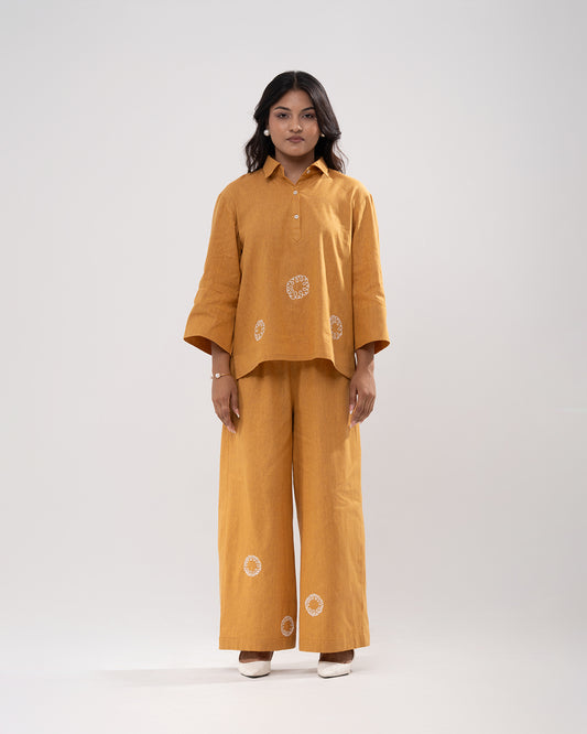 Golden Marigold Embroidered Shirt