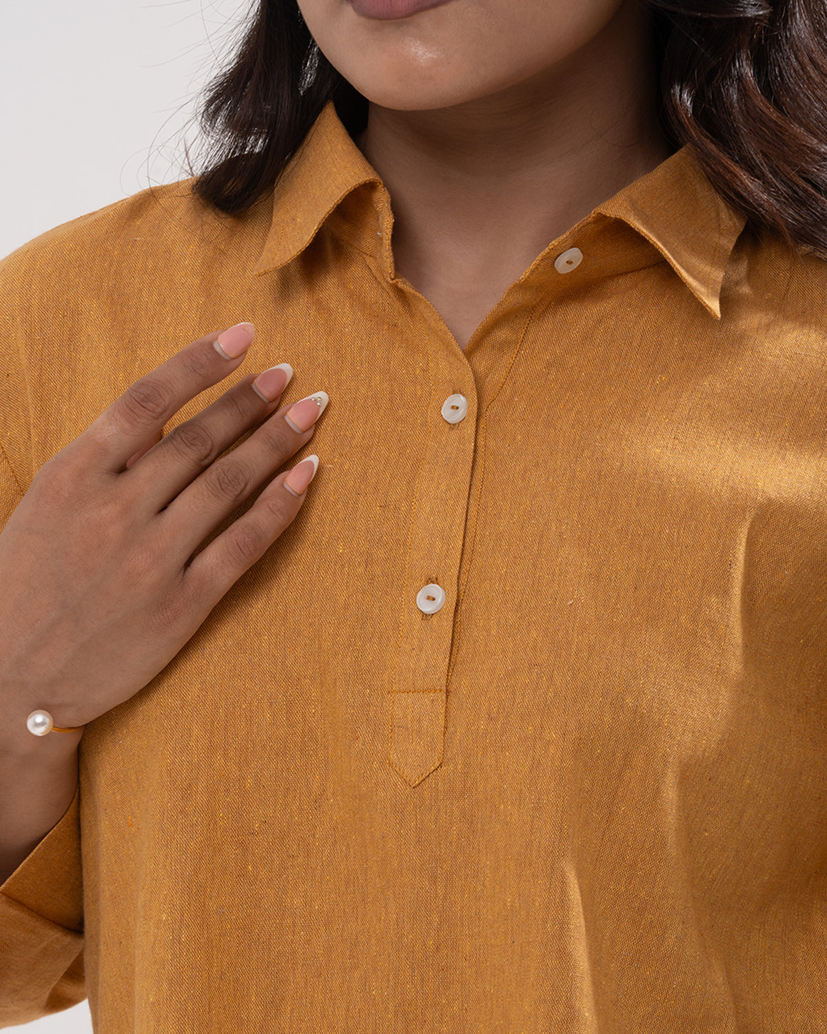 Golden Marigold Embroidered Shirt