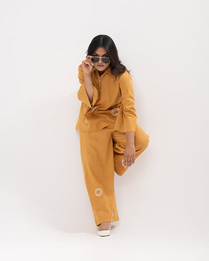Golden Marigold Embroidered Shirt