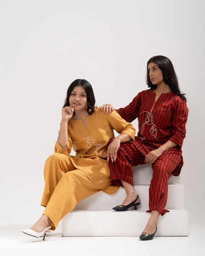 Rust-Red Striped Co-ord