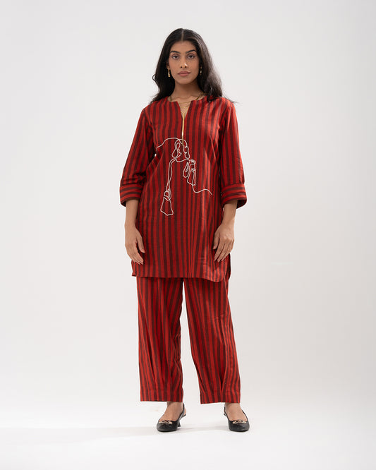 Rust-Red Striped Co-ord