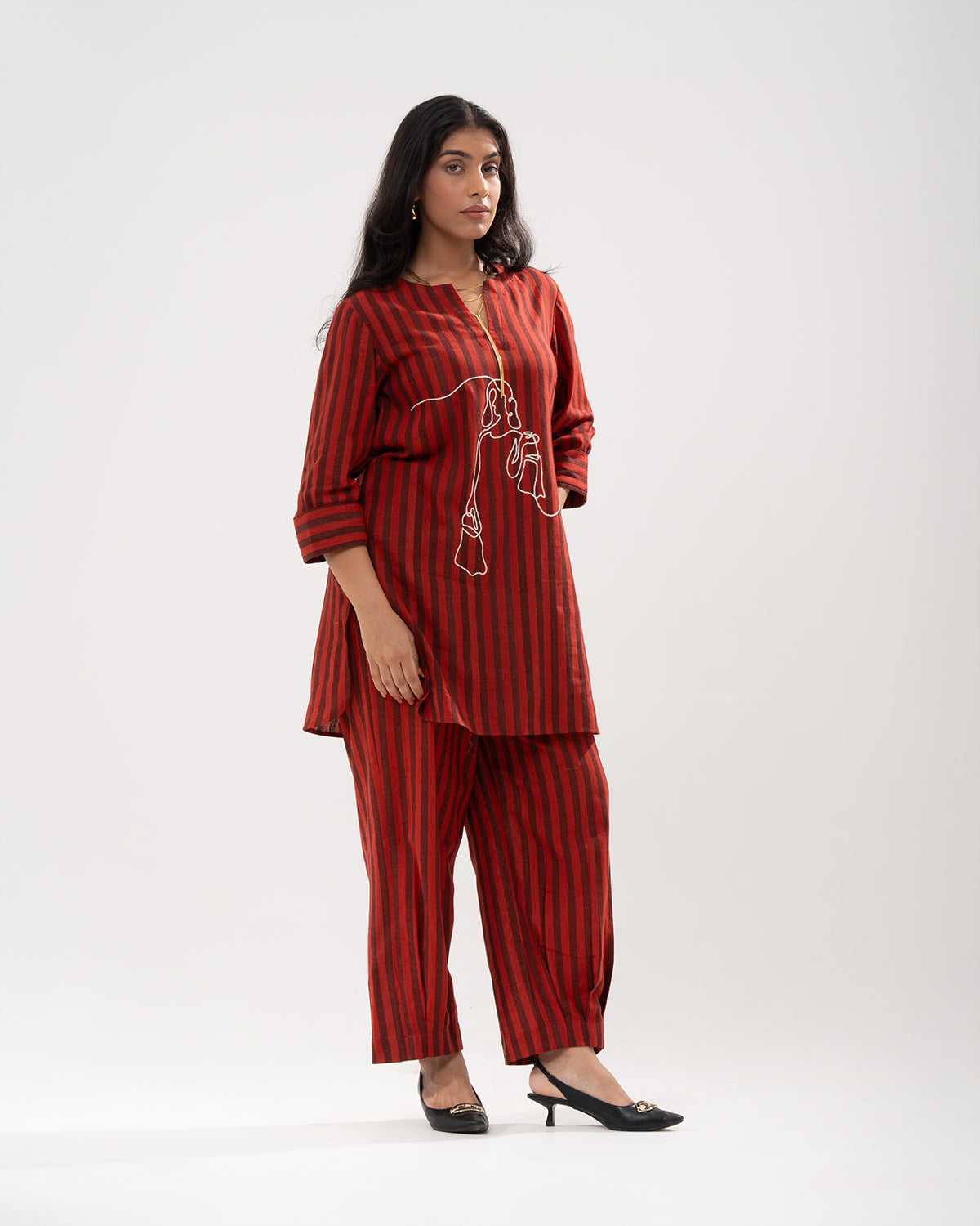 Rust-Red Striped Co-ord