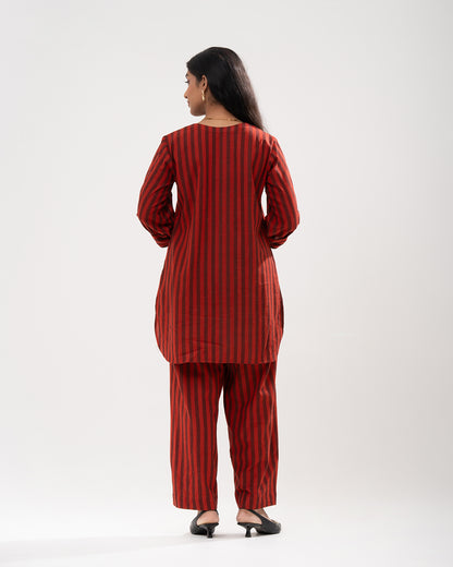 Rust-Red Striped Co-ord