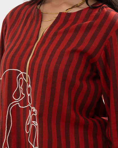 Rust-Red Striped Co-ord