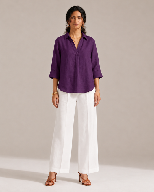 PURPLE FRONT PLEATED COTTON TOP